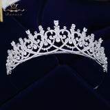 Sparking Heart Shape Full Zircon Brides Tiaras Crowns Silver Bridal Hairbands Wedding Hair Accessories TR0340