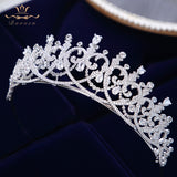 Sparking Heart Shape Full Zircon Brides Tiaras Crowns Silver Bridal Hairbands Wedding Hair Accessories TR0340