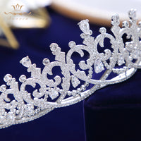 Sparking Heart Shape Full Zircon Brides Tiaras Crowns Silver Bridal Hairbands Wedding Hair Accessories TR0340