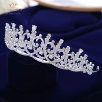 Sparking Heart Shape Full Zircon Brides Tiaras Crowns Silver Bridal Hairbands Wedding Hair Accessories TR0340