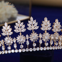 Oversize Silver Full Zircon Crystal Brides Tiaras Crowns Wedding Hairbands Royal Queen Evening Hair Jewelry Wedding Accessories