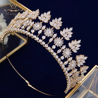 Oversize Silver Full Zircon Crystal Brides Tiaras Crowns Wedding Hairbands Royal Queen Evening Hair Jewelry Wedding Accessories