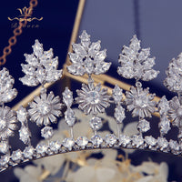 Oversize Silver Full Zircon Crystal Brides Tiaras Crowns Wedding Hairbands Royal Queen Evening Hair Jewelry Wedding Accessories