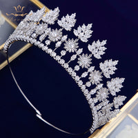 Oversize Gold Full Zircon Crystal Brides Tiaras Crowns Wedding Hairbands Royal Queen Evening Hair Jewelry Wedding Accessories