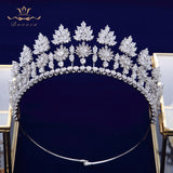 Oversize Gold Full Zircon Crystal Brides Tiaras Crowns Wedding Hairbands Royal Queen Evening Hair Jewelry Wedding Accessories