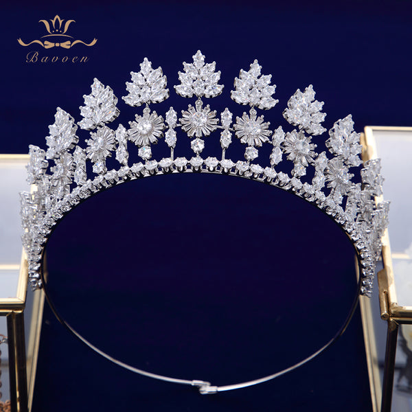 Oversize Silver Full Zircon Crystal Brides Tiaras Crowns Wedding Hairbands Royal Queen Evening Hair Jewelry Wedding Accessories