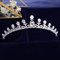 Simple  Zircon Brides Tiaras Crown Silver Crystal Bridal Hairbands Headpiece Wedding Hair Accessories