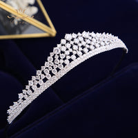 Simple  CZ Brides Crown Headband Crystal Tiaras Crowns Hair Band Silver Bridal Hair Accessories