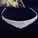 Simple  CZ Brides Crown Headband Crystal Tiaras Crowns Hair Band Silver Bridal Hair Accessories