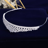 Simple  CZ Brides Crown Headband Crystal Tiaras Crowns Hair Band Silver Bridal Hair Accessories