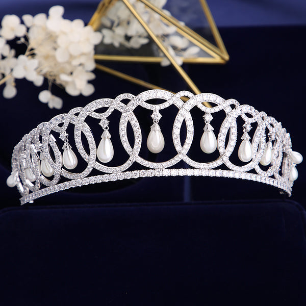 Princess Diana Wedding Tiaras Crystals Zircon Baroque Bridal Crowns Tocado Novia Bride Hair Jewelry Wedding Hair Accessories