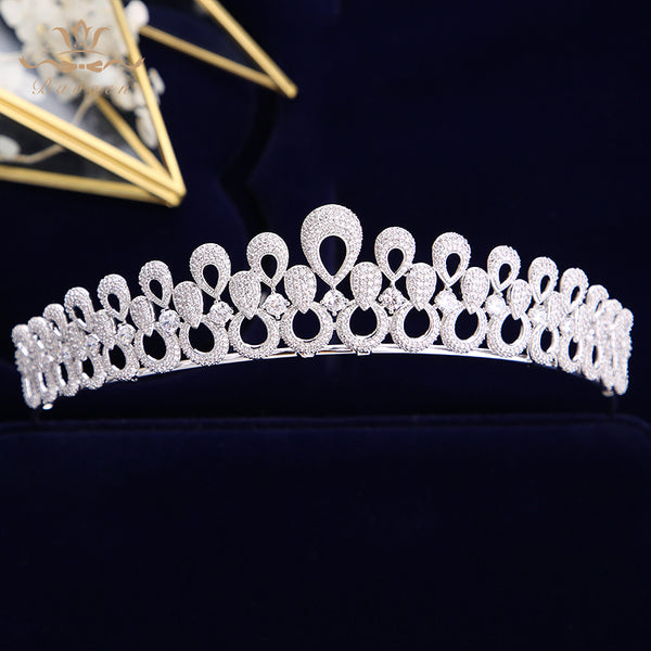 Full Zircon Bridal Tiaras Crowns Plated Crystal Wedding Hairbands For Brides Women Hair Jewelry