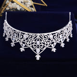 Fashion CZ Zircon Brides Crowns Tiaras Princess Headband For Brides Silver Evening Hair Jewelry