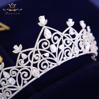 Fashion CZ Zircon Brides Crowns Tiaras Princess Headband For Brides Silver Evening Hair Jewelry