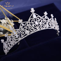 Fashion CZ Zircon Brides Crowns Tiaras Princess Headband For Brides Silver Evening Hair Jewelry