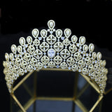 Gold/Silver Oversize Cubic Zircon Crystal Tiaras Crowns Headpieces Wedding Hair Accessory TR00069