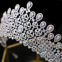 Gold/Silver Oversize Cubic Zircon Crystal Tiaras Crowns Headpieces Wedding Hair Accessory TR00069