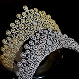 Gold/Silver Oversize Cubic Zircon Crystal Tiaras Crowns Headpieces Wedding Hair Accessory TR00069