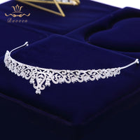 Elegant Leaves Full Zircon Wedding Tiaras Hairbands Crystal Brides Hair Accessories Evening Hair Jewelry