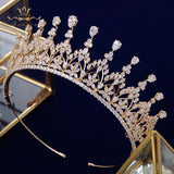 Gorgeous Gold Full Zircon Crystal Brides Tiaras Crowns Wedding Hairbands Royal Queen Evening Hair Jewelry Wedding Accessories