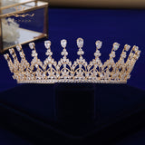 Gorgeous Gold Full Zircon Crystal Brides Tiaras Crowns Wedding Hairbands Royal Queen Evening Hair Jewelry Wedding Accessories