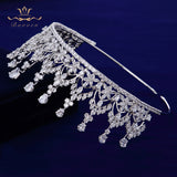 Gorgeous Silver Full Zircon Crystal Brides Tiaras Crowns Wedding Hairbands Royal Queen Evening Hair Jewelry Wedding Accessories