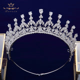 Gorgeous Gold Full Zircon Crystal Brides Tiaras Crowns Wedding Hairbands Royal Queen Evening Hair Jewelry Wedding Accessories