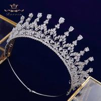 Gorgeous Silver Full Zircon Crystal Brides Tiaras Crowns Wedding Hairbands Royal Queen Evening Hair Jewelry Wedding Accessories