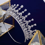 Gorgeous Gold Full Zircon Crystal Brides Tiaras Crowns Wedding Hairbands Royal Queen Evening Hair Jewelry Wedding Accessories