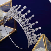 Gorgeous Silver Full Zircon Crystal Brides Tiaras Crowns Wedding Hairbands Royal Queen Evening Hair Jewelry Wedding Accessories