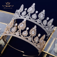 Sparkling Silver Full Zircon Crystal Brides Tiaras Crowns Wedding Hairbands Royal Queen Evening Hair Jewelry TR0412