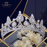 Sparkling Silver Full Zircon Crystal Brides Tiaras Crowns Wedding Hairbands Royal Queen Evening Hair Jewelry TR0412