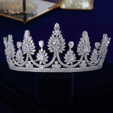 Sparkling Gold Full Zircon Crystal Brides Tiaras Crowns Wedding Hairbands Royal Queen Evening Hair Jewelry Wedding Accessories