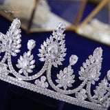 Sparkling Silver Full Zircon Crystal Brides Tiaras Crowns Wedding Hairbands Royal Queen Evening Hair Jewelry TR0412