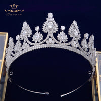 Sparkling Gold Full Zircon Crystal Brides Tiaras Crowns Wedding Hairbands Royal Queen Evening Hair Jewelry Wedding Accessories