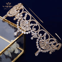 Royal Gold Full Zircon Crystal Brides Tiaras Crowns Wedding Hairbands Royal Queen Evening Hair Jewelry Wedding Accessories