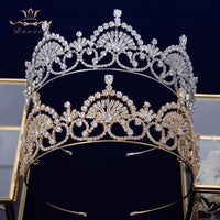 Royal Silver Full Zircon Crystal Brides Tiaras Crowns Wedding Hairbands Royal Queen Evening Hair Jewelry Wedding Accessories