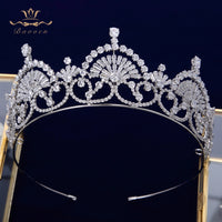 Royal Silver Full Zircon Crystal Brides Tiaras Crowns Wedding Hairbands Royal Queen Evening Hair Jewelry Wedding Accessories