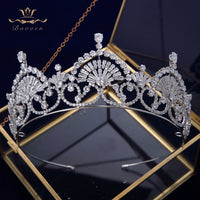 Royal Gold Full Zircon Crystal Brides Tiaras Crowns Wedding Hairbands Royal Queen Evening Hair Jewelry Wedding Accessories