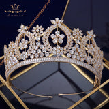 European Silver Full Zircon Crystal Brides Tiaras Crowns Wedding Hairbands Royal Queen Evening Hair Jewelry Wedding Accessories