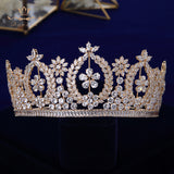 European Silver Full Zircon Crystal Brides Tiaras Crowns Wedding Hairbands Royal Queen Evening Hair Jewelry Wedding Accessories