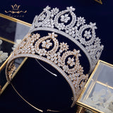 European Silver Full Zircon Crystal Brides Tiaras Crowns Wedding Hairbands Royal Queen Evening Hair Jewelry Wedding Accessories