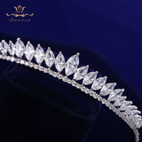 Elegant Leaves Clear Zircon Wedding Tiaras Hairbands Crystal Brides Hair Accessories Evening Hair Jewelry