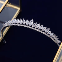 Elegant Leaves Clear Zircon Wedding Tiaras Hairbands Crystal Brides Hair Accessories Evening Hair Jewelry