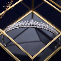 Elegant Leaves Clear Zircon Wedding Tiaras Hairbands Crystal Brides Hair Accessories Evening Hair Jewelry