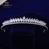 Elegant Leaves Clear Zircon Wedding Tiaras Hairbands Crystal Brides Hair Accessories Evening Hair Jewelry