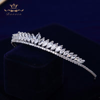 Elegant Leaves Clear Zircon Wedding Tiaras Hairbands Crystal Brides Hair Accessories Evening Hair Jewelry