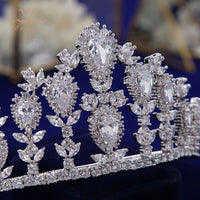 Luxurious Oversize Full Cubic Zircon Brides Tiaras Crown Bridal CZ Diadema Wedding Hair Accessories