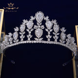 Luxurious Oversize Full Cubic Zircon Brides Tiaras Crown Bridal CZ Diadema Wedding Hair Accessories