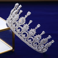 Cubic Zircon Crystal Wedding Hair Accessories Royal Princess Silver Brides Tiaras Crowns TR0420